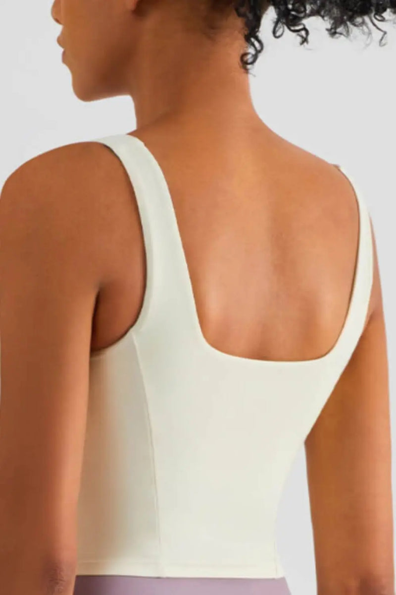 Square Neck Cropped Sports Tank WOODNEED