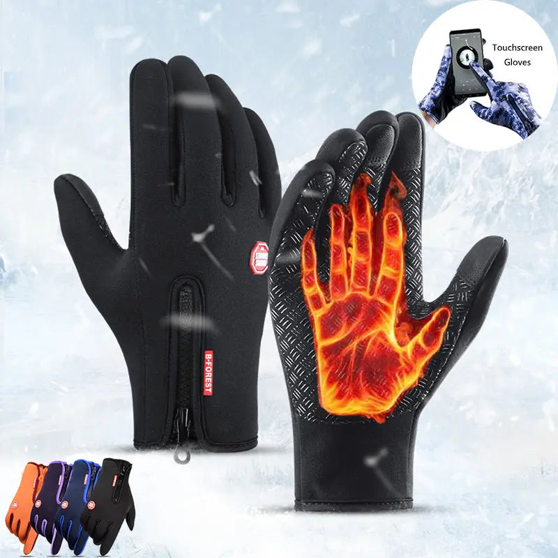Winter Gloves Touch Screen Riding Motorcycle Sliding Waterproof Sports Gloves With Fleece Woodneed