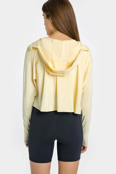 Zip Up Raglan Sleeve Hooded Sports Jacket Trendsi